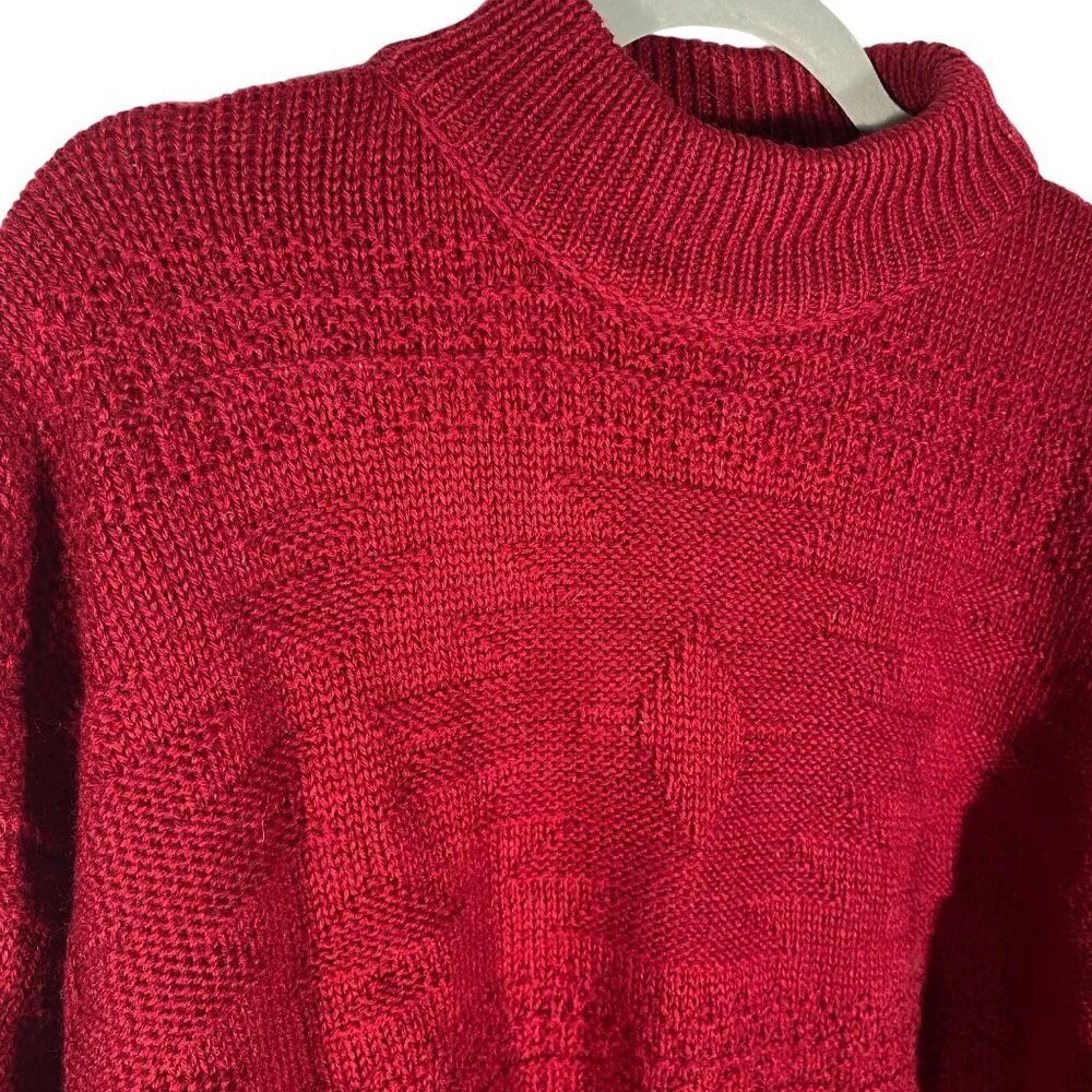 Pendleton vintage western knit Wool burgundy Red Sweater M USA 100% Virgin Wool